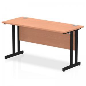 Impulse 1400 x 600mm Straight Office Desk Beech Top Black Cantilever