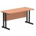 Impulse 1400 x 600mm Straight Office Desk Beech Top Black Cantilever Leg MI003202