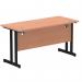 Impulse 1400 x 600mm Straight Office Desk Beech Top Black Cantilever Leg MI003202