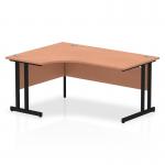 Impulse 1600mm Left Crescent Office Desk Beech Top Black Cantilever Leg MI003203