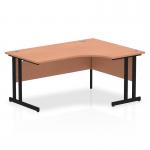 Impulse 1600mm Right Crescent Office Desk Beech Top Black Cantilever Leg MI003210