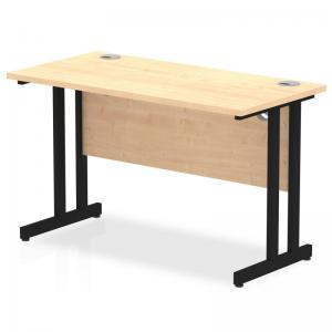 Impulse 1200 x 600mm Straight Office Desk Maple Top Black Cantilever