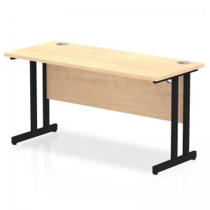 Impulse 1400 x 600mm Straight Office Desk Maple Top Black Cantilever