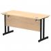 Impulse 1400 x 600mm Straight Office Desk Maple Top Black Cantilever Leg MI003232