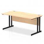 Impulse 1600 x 800mm Straight Office Desk Maple Top Black Cantilever Leg MI003234