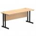 Impulse 1600 x 600mm Straight Office Desk Maple Top Black Cantilever Leg MI003241