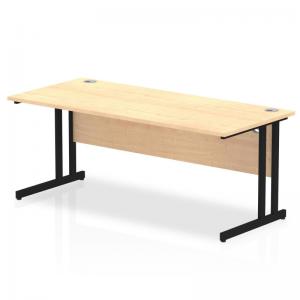 Impulse 1800 x 800mm Straight Office Desk Maple Top Black Cantilever