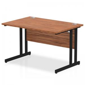 Impulse 1200 x 800mm Straight Office Desk Walnut Top Black Cantilever