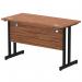 Impulse 1200 x 600mm Straight Office Desk Walnut Top Black Cantilever Leg MI003256