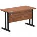 Impulse 1200 x 600mm Straight Office Desk Walnut Top Black Cantilever Leg MI003256