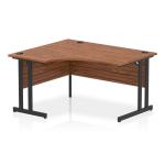 Impulse 1400mm Left Crescent Office Desk Walnut Top Black Cantilever Leg MI003257