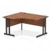 This image features a stunning dynamic left hand desk, with a sleek walnut top and sleek black cantilever leg for support. The left crescent design adds a unique touch to any office space.