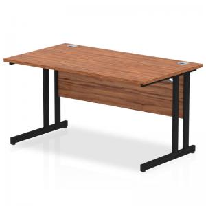 Impulse 1400 x 800mm Straight Office Desk Walnut Top Black Cantilever