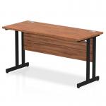 Impulse 1400 x 600mm Straight Office Desk Walnut Top Black Cantilever Leg MI003262