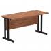 Impulse 1400 x 600mm Straight Office Desk Walnut Top Black Cantilever Leg MI003262