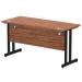 Impulse 1400 x 600mm Straight Office Desk Walnut Top Black Cantilever Leg MI003262