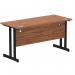 Impulse 1400 x 600mm Straight Office Desk Walnut Top Black Cantilever Leg MI003262