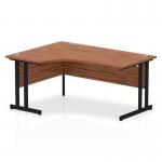 Impulse 1600mm Left Crescent Office Desk Walnut Top Black Cantilever Leg MI003263