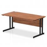 Impulse 1600 x 800mm Straight Office Desk Walnut Top Black Cantilever Leg MI003264