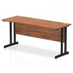 Impulse 1600 x 600mm Straight Office Desk Walnut Top Black Cantilever Leg MI003271