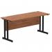 Impulse 1600 x 600mm Straight Office Desk Walnut Top Black Cantilever Leg MI003271