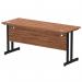 Impulse 1600 x 600mm Straight Office Desk Walnut Top Black Cantilever Leg MI003271