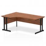 Impulse 1800mm Left Crescent Office Desk Walnut Top Black Cantilever Leg MI003272