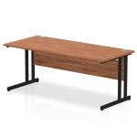 Impulse 1800 x 800mm Straight Office Desk Walnut Top Black Cantilever Leg MI003273