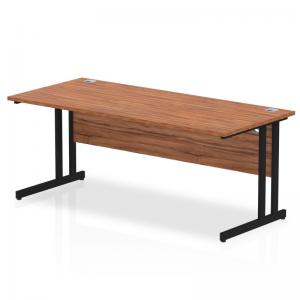 Impulse 1800 x 800mm Straight Office Desk Walnut Top Black Cantilever