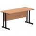 Impulse 1400 x 600mm Straight Office Desk Oak Top Black Cantilever Leg MI003292