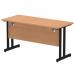 Impulse 1400 x 600mm Straight Office Desk Oak Top Black Cantilever Leg MI003292