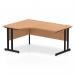 Impulse 1600mm Left Crescent Office Desk Oak Top Black Cantilever Leg MI003293