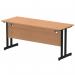 Impulse 1600 x 600mm Straight Office Desk Oak Top Black Cantilever Leg MI003301