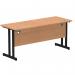 Impulse 1600 x 600mm Straight Office Desk Oak Top Black Cantilever Leg MI003301