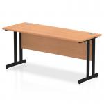 Impulse 1600 x 600mm Straight Desk Oak Top Black Cantilever Leg MI003301
