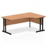 Impulse 1800mm Right Crescent Office Desk Oak Top Black Cantilever Leg MI003309