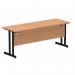 Impulse 1800 x 600mm Straight Office Desk Oak Top Black Cantilever Leg MI003310