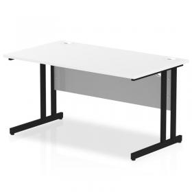 Impulse 1400 x 800mm Straight Office Desk White Top Black Cantilever Leg MI003318