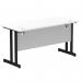 Impulse 1400 x 600mm Straight Office Desk White Top Black Cantilever Leg MI003322