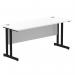 Impulse 1600 x 600mm Straight Office Desk White Top Black Cantilever Leg MI003331