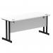 Impulse 1600 x 600mm Straight Office Desk White Top Black Cantilever Leg MI003331