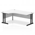 Impulse 1800mm Left Crescent Office Desk White Top Black Cantilever Leg MI003332