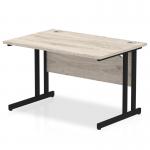 Impulse 1200 x 800mm Straight Office Desk Grey Oak Top Black Cantilever Leg MI003343