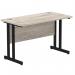 Impulse 1200 x 600mm Straight Office Desk Grey Oak Top Black Cantilever Leg MI003346