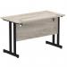 Impulse 1200 x 600mm Straight Office Desk Grey Oak Top Black Cantilever Leg MI003346