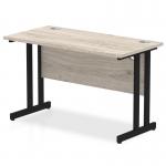 Impulse 1200 x 600mm Straight Office Desk Grey Oak Top Black Cantilever Leg MI003346
