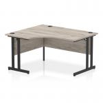 Impulse 1400mm Left Crescent Office Desk Grey Oak Top Black Cantilever Leg MI003347