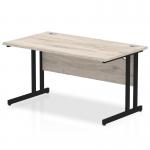 Impulse 1400 x 800mm Straight Office Desk Grey Oak Top Black Cantilever Leg MI003348