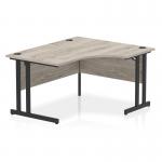 Impulse 1400mm Right Crescent Office Desk Grey Oak Top Black Cantilever Leg MI003351