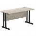 Impulse 1400 x 600mm Straight Office Desk Grey Oak Top Black Cantilever Leg MI003352